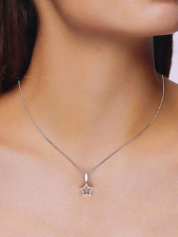 Kai Jewel - Sterling Silver Stunning Star Zircon Cut Pendant with Chain