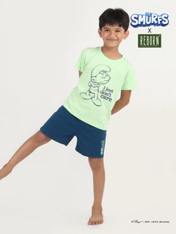 REBORN - Smurfs Collection Boys Printed Green T-Shirt & Shorts