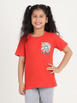REBORN - Girls Chest Printed T-Shirt - Red