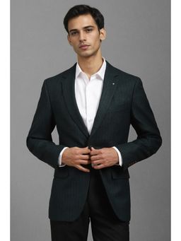 Louis Philippe - Men Green Regular Fit Stripe Formal Blazer