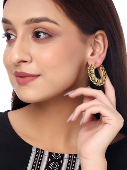 Shoshaa - Gold-Plated Green Handcrafted Earrings