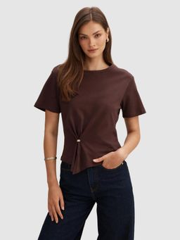 Forever New - Brown Lani Hardware Detail T-Shirt