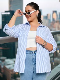 Martini - Women Blue Striped Shirt