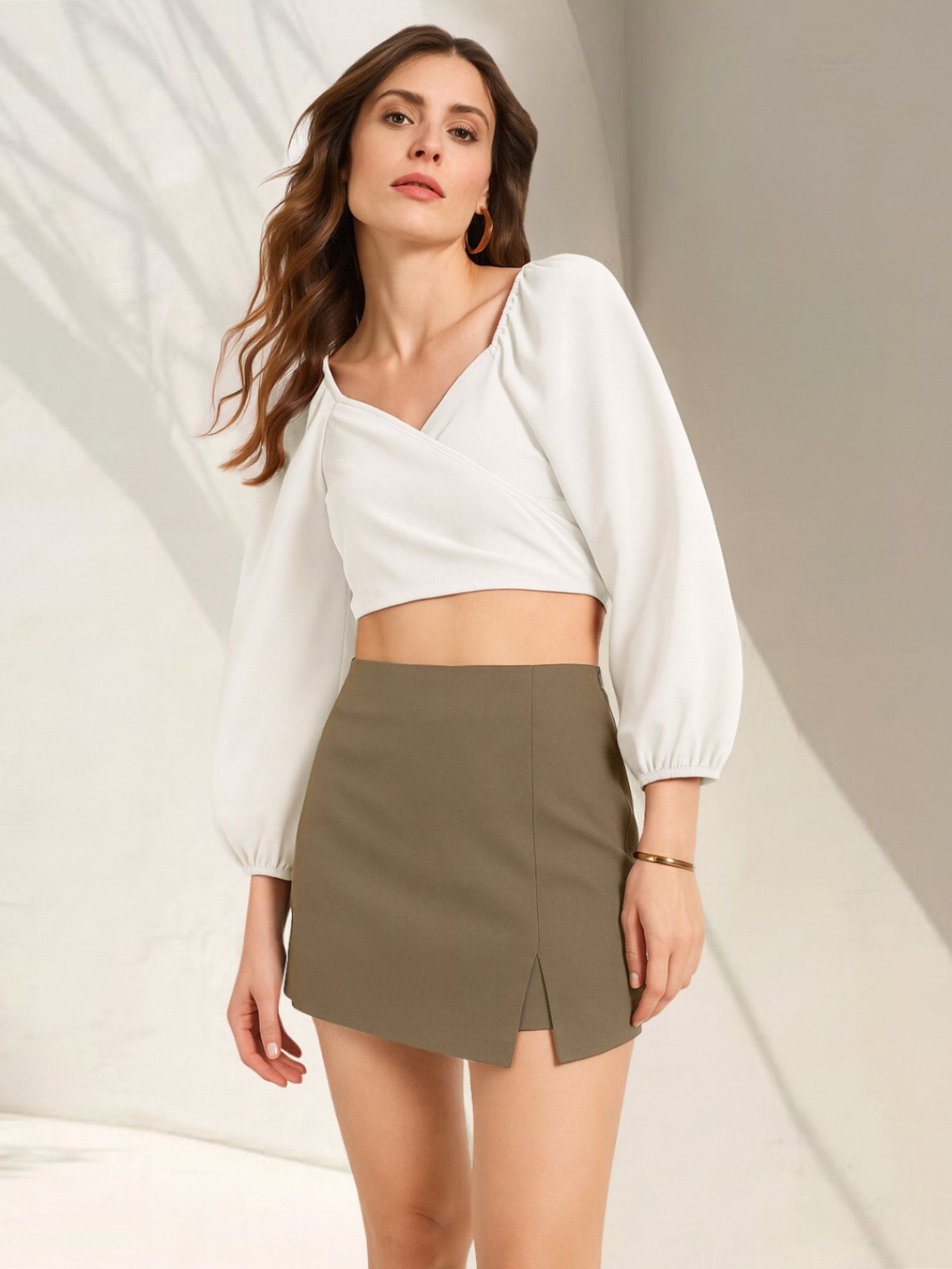martini Women Brown Side Slit Skort-picture-4
