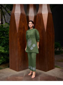 KAFTANIZE - Kiaa-Fern Green Embroidered- Thread Work Co-ord (Set of 2)