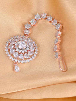 Saraf RS Jewellery - Handcrafted Ad Maang Tikka Rose Gold Plated For Women & Girls (Onesize)