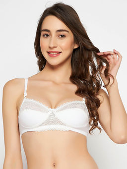 Clovia - Cotton Rich Solid Non-Padded Full Cup Wire Free Bridal Bra - White