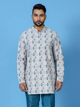 Simaaya - Premium Quality Cotton Silk Made Kurta For Men- Blue