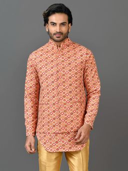 Simaaya - Premium Quality Linen Made Nehru Jacket For Men- Orange