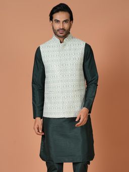 Simaaya - Premium Quality Linen Made Nehru Jacket For Men- Blue