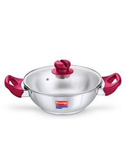 Prestige - Platina Popular Stainless Steel Kadai With Glass Lid 28Cm/4.6L Silver