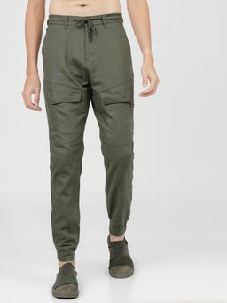 HIGHLANDER - Men Olive Green Slim Fit Easy Wash Joggers
