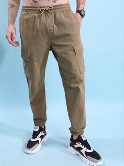 HIGHLANDER - Men Khaki Relaxed Fit Cargo Joggers