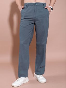 HIGHLANDER - Men Straight Fit High-Rise Cotton Trousers