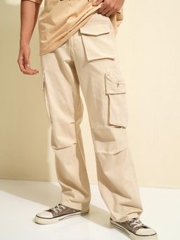 HIGHLANDER - Men Solid Elasticated Carpenter Fit Cargo