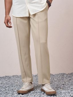 HIGHLANDER - Men Beige Solid Panelled Trousers