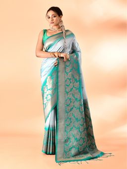 Elora - Pure Banarasi Weaving Silk Saree Sky Blue with Unstitched Blouse
