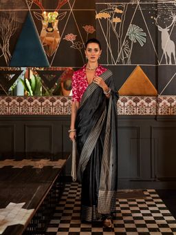 Elora - Pure Viscose Bollywood Saree Black with Unstitched Blouse