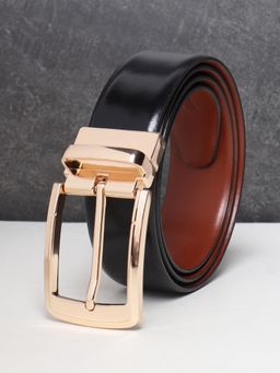 Teakwood - Men Black And Tan Solid Reversible Leather Belt