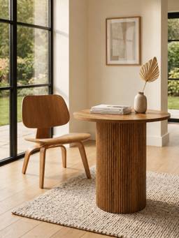 THEGASBH - WOODEN FLUTED COFFEE TABLE INDOOR AND OUTDOOR USE