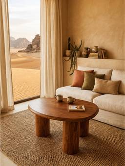 THEGASBH - WOODEN COFFEE TABLE WITH OVAL DESIGN