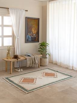 THEGASBH - KAMILA GEOMATRIC PRINTED COTTON RUG FOR LIVING ROOM