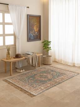 THEGASBH - KARMA MODERN RUSTIC RUG FOR ROOM WITH JUTE PRINGES