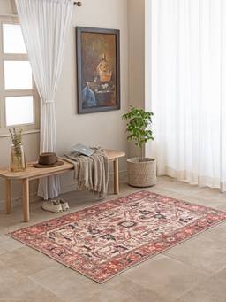 THEGASBH - KARNATAKA BLOOM PRINTED DHURRIE FOR LIVING ROOM