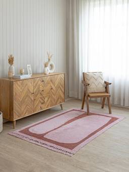 THEGASBH - KULFI PINK TUFTEF COTTON CARPET RUG FOR LIVING ROOM