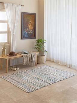THEGASBH - MINIMAL COTTON FLOOR MAT DHURRIE RUG