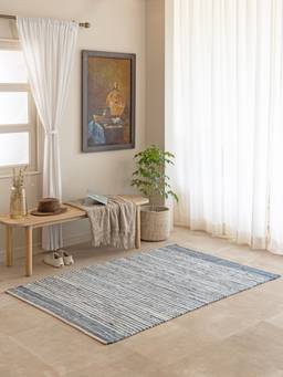 THEGASBH - DENIM STRIPES RUG FOR LIVING ROOM