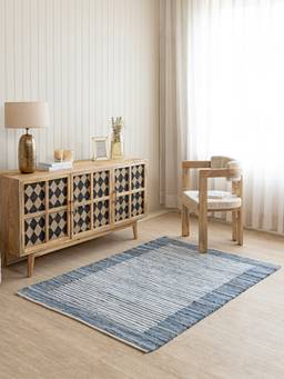 THEGASBH - BOARDER DENIM CHINDI WOVEN RUG FOR ROOM