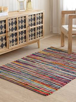 THEGASBH - MULTI COLOUR MIX COTTON WOVEN RUG FOR LIVING ROOM