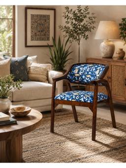 THEGASBH - AR M CHAIR WITH PRINTED UPHOLSTERY AND WOODEN LEGS