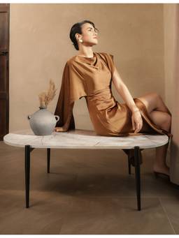 THEGASBH - ABSTRACT MANGO WOOD COFFEE TABLE WITH 3 LEGS