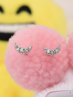 Praavy - 925 Sterling Silver The Sparkling Moon Kids Stud