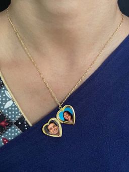 Digital Dress Room - Heart Photo-Frame Pendant Short Necklace