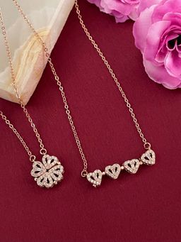 Digital Dress Room - (Wear It 2 Ways) Reversible Rose Gold Heart Necklace