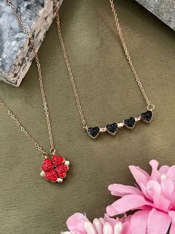 Digital Dress Room - (Wear It 2 Ways) Reversible Red/Black Sparkle Heart Necklace