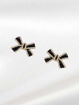 ISHKAARA - Black Bow Stud Earrings
