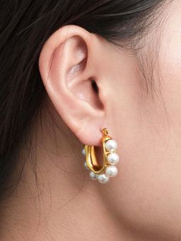 ISHKAARA - Pearls Beaded Floral Hoops