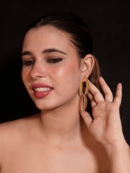 Niscka - Gold Plated Anti Tarnish Zircon Dangler Drop Earrings