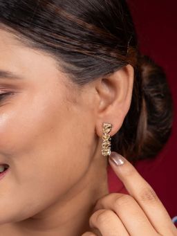 Niscka - Yellow Rhodium-Polished Hoop Earrings with American Diamonds