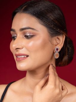 Niscka - Dual Tone Water Design Drop Earrings with Zircon