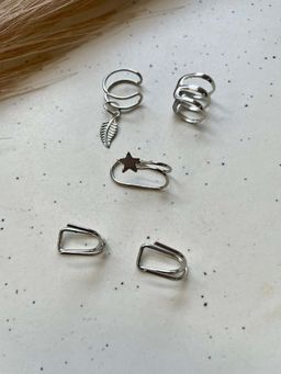 ISHKAARA - Silver-Plated Contemporary Ear Cuffs (Set of 5)
