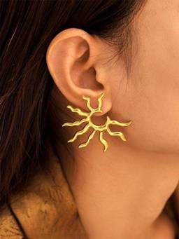 ISHKAARA - Gold-Plated Solar Metallic Drop Earrings