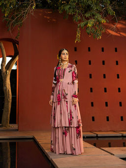 KALISTA - Sakina Cape Jacket Sharara with Bustier (Set of 3)