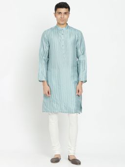Fabindia - Silk Blue Striped Men Kurta