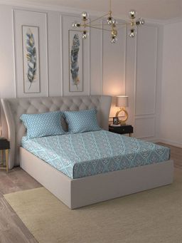 MYTRIDENT - Anna Sea Green Bedsheet with 2 Pillow Covers