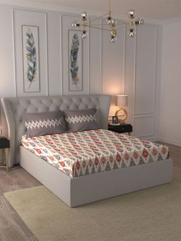 MYTRIDENT - Beacon Red Bedsheet with 2 Pillow Covers